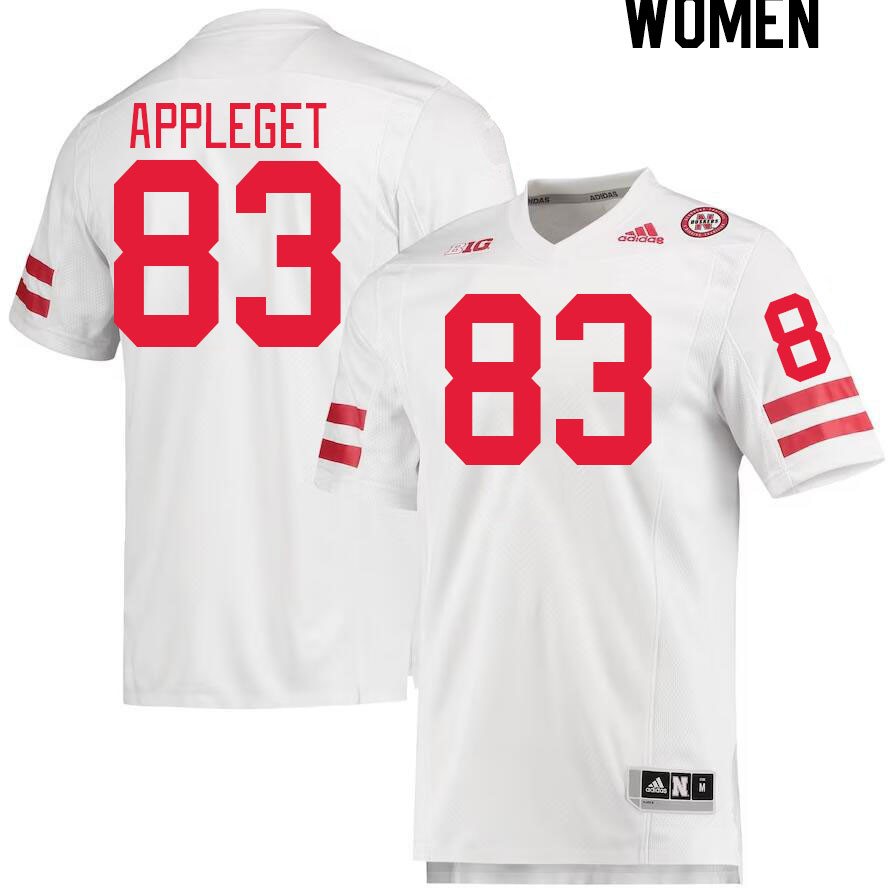 Women #83 Jake Appleget Nebraska Cornhuskers College Football Jerseys Stitched Sale-White - Click Image to Close